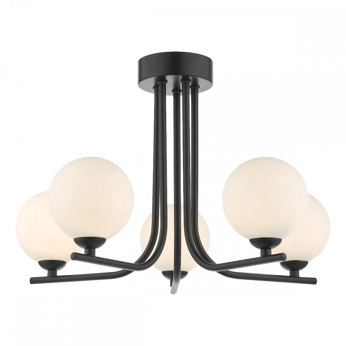 CRA5422-02 Cradle 5 Light Semi Flush Matt Black Opal Glass