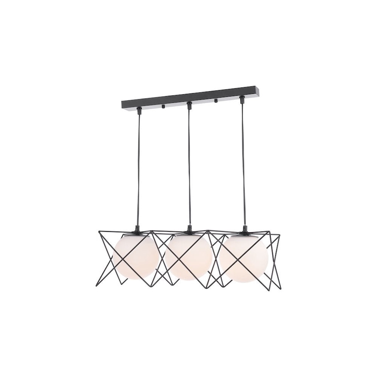 DRE0322 Dreyson 3 Light Bar Pendant Matt Black and Opal Glass (S)