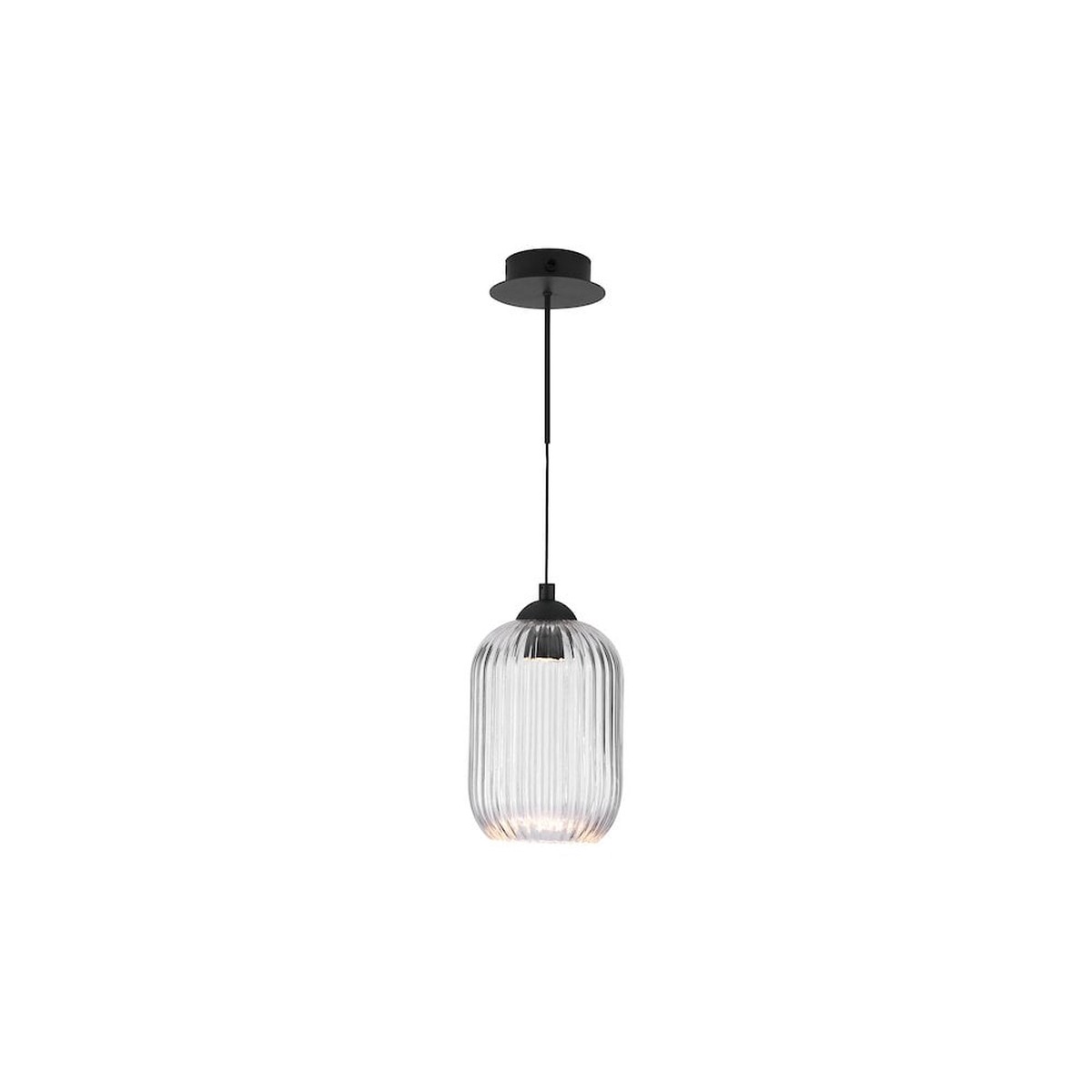 EIL0722-SAW6508 Eileen Pendant/Wall Light Matt Black and Ribbed Glass LED