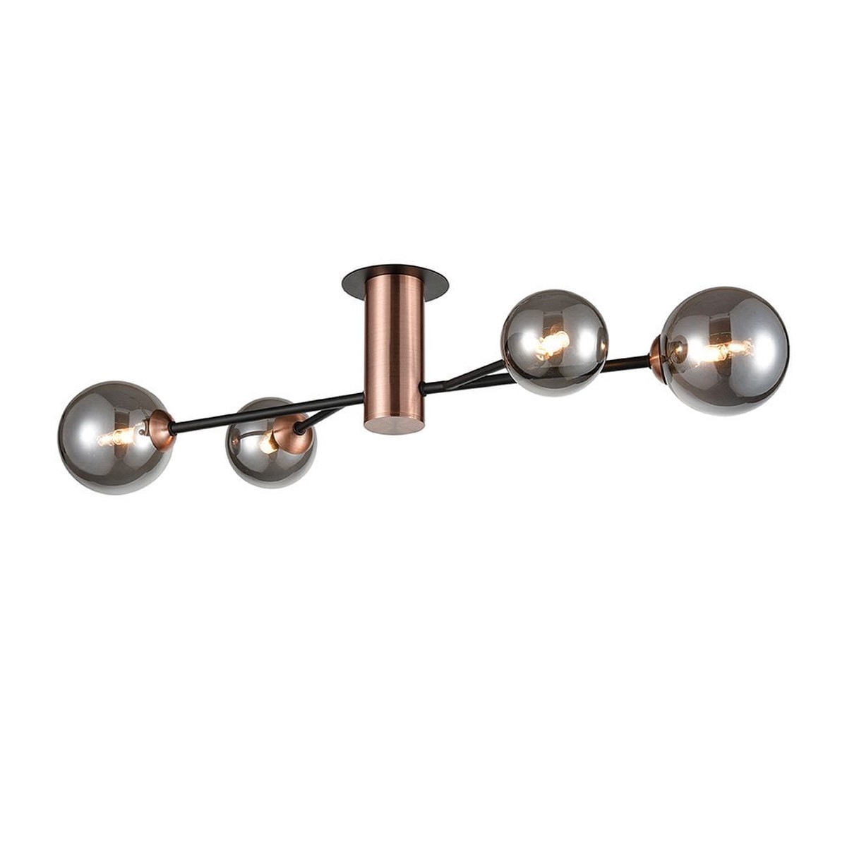 FL2442-4 Solstice 4 Light Ceiling Fitting Black Copper Smoke