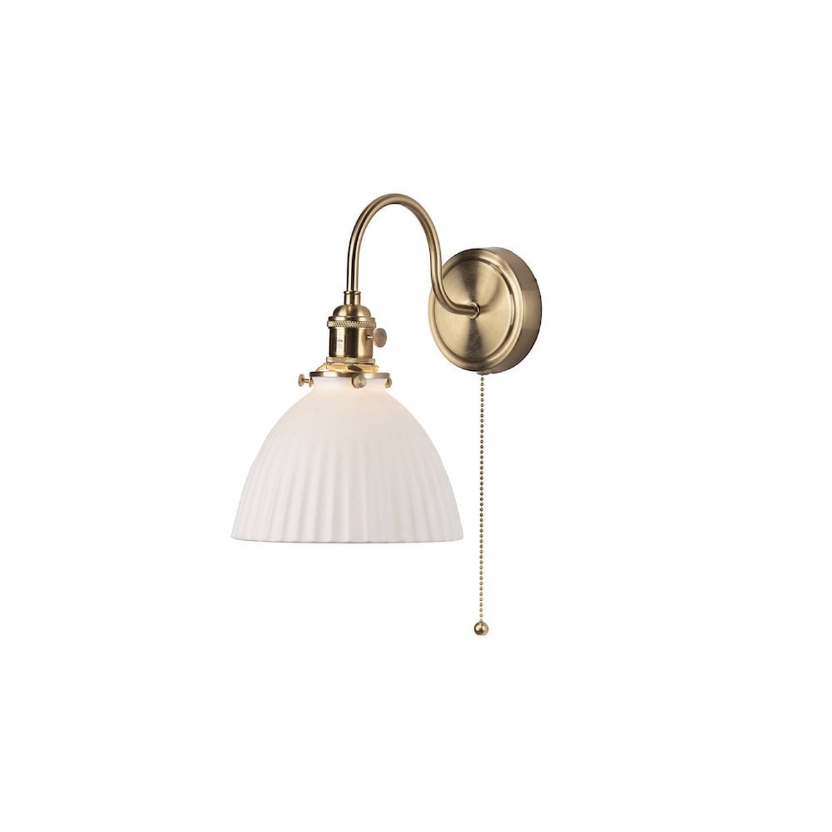 HAD0740-09 Hadano Wall Light Natural Brass & Ceramic Domed Shade