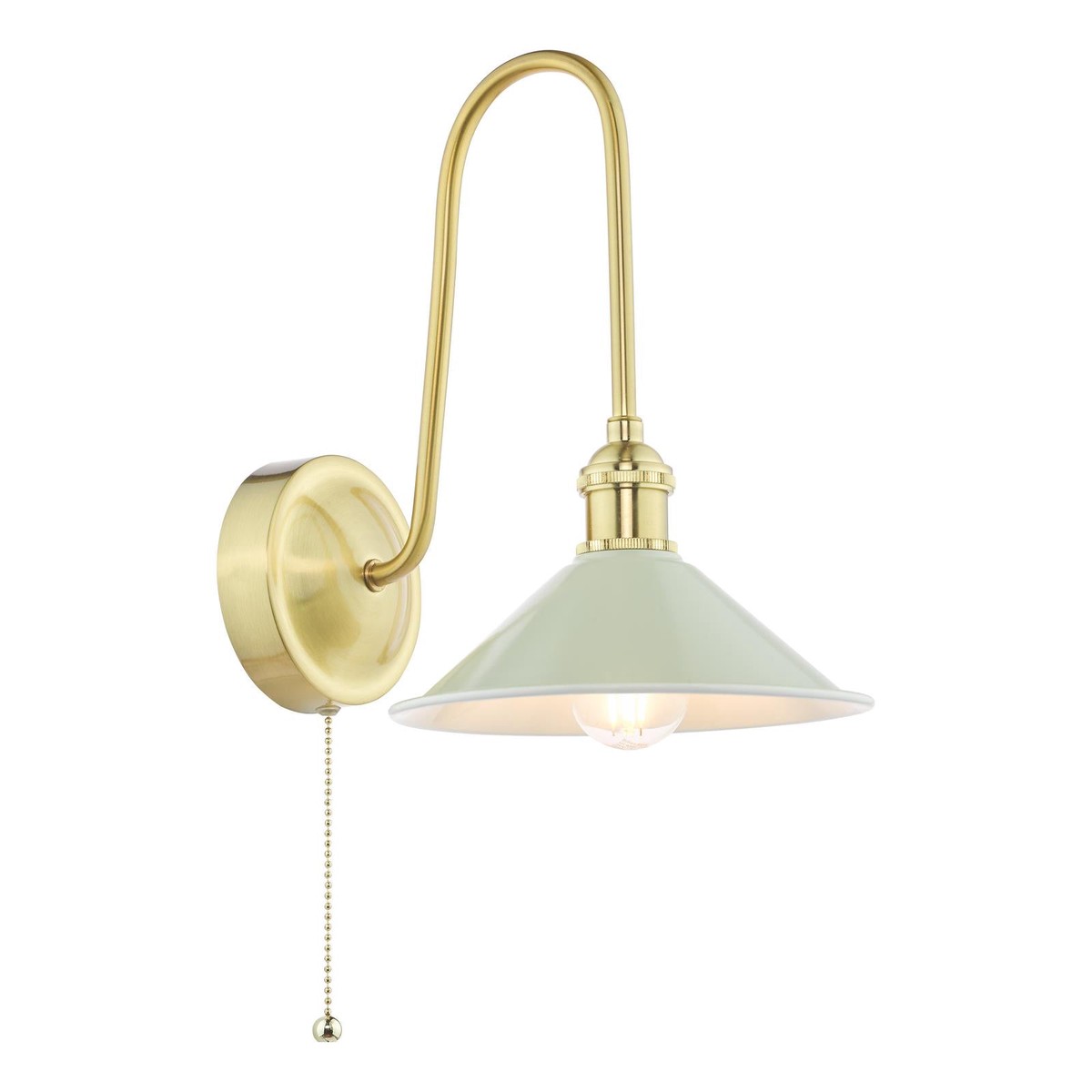 HAD7140-06 Hadano Tall Wall Light Natural Brass and Matt Cashmere/Taupe Metal Shade 18cm