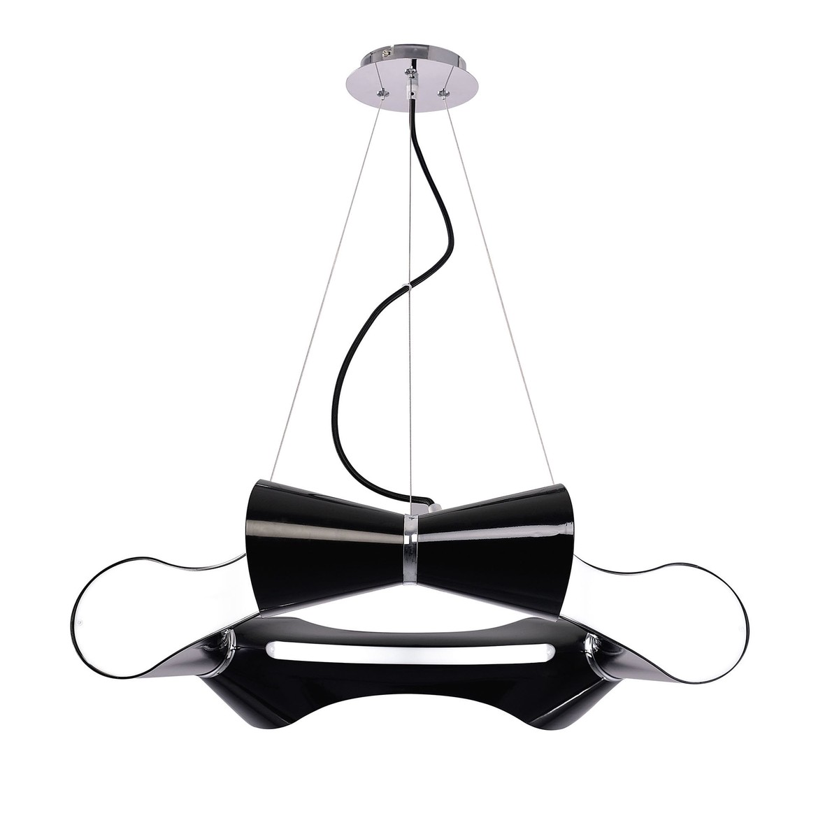 M1550 Ora Pendant 6 Flat Round Light E27 Gloss Black/White Acrylic/Polished Chrome