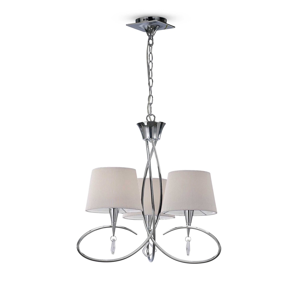 M1640 Mara Pendant 3 Light E14 Polished Chrome Ivory White Shades