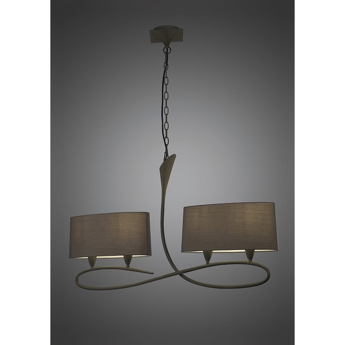 M3680 Lua Linear Pendant 2 Arm 4 Light E27 Ash Grey Ash Grey Shades