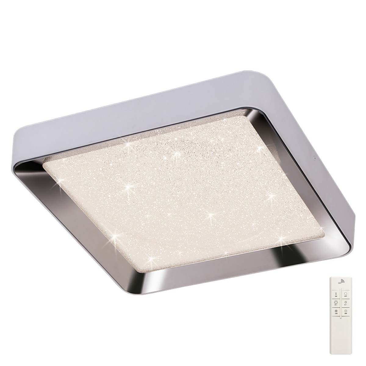 M5920 Male Flush 65cm Square 40W LED -6500K Tuneable Remote Control Chrome / White / Acrylic