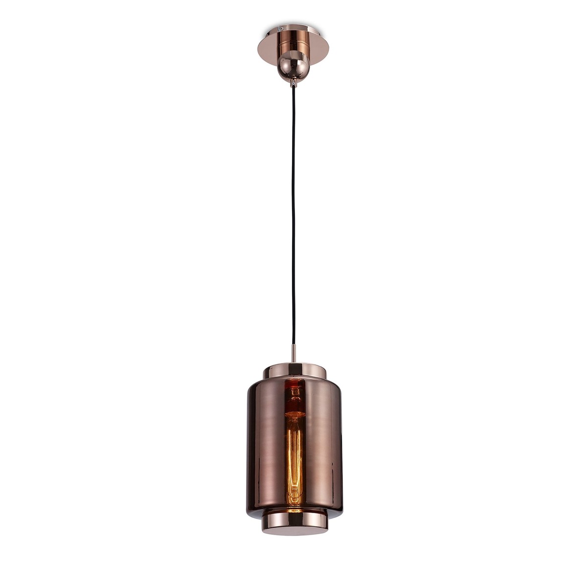 M6199 Jarras Pendant 20cm Round 1 Light Copper/Rose Gold Glass