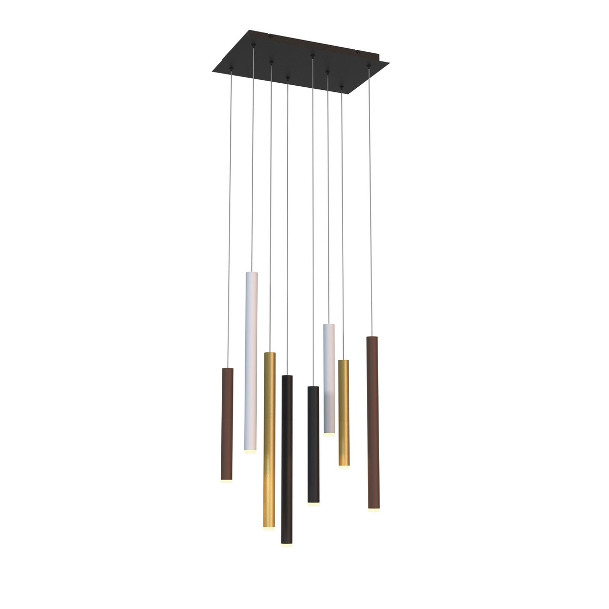 M8083 Cala Rectangle 8 Light Pendant 48W LED Sand White/Sand Black/Gold/Rust Brown