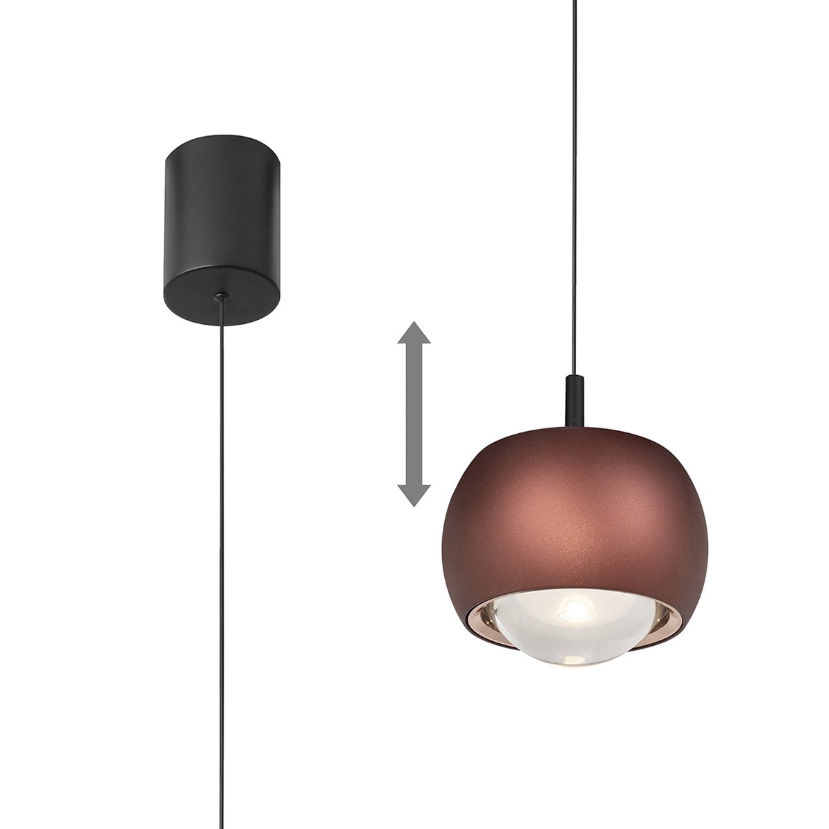 M8408 Roller Rise And Fall LED Pendant Coffee/Black