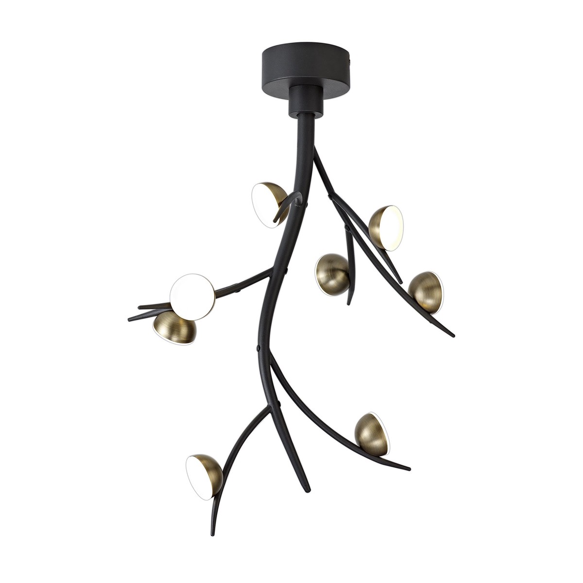 NL71809 Kingly 8 Light Ceiling Pendant LED Black/Antique Brass