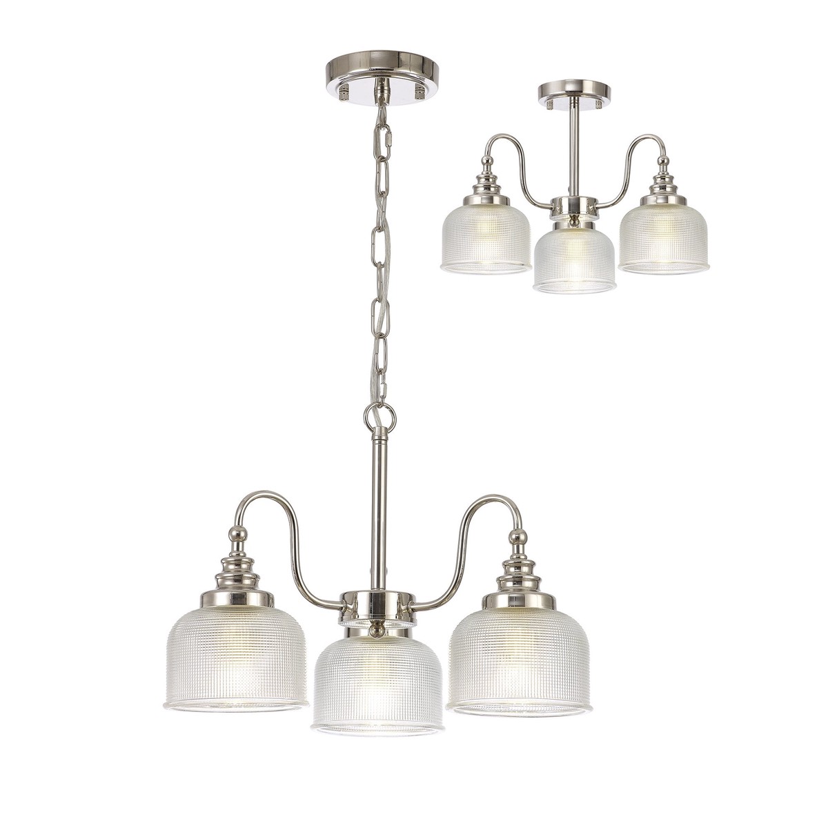 NL86059 Sakkas 3 Light Pendant/Ceiling Light Polished Nickel