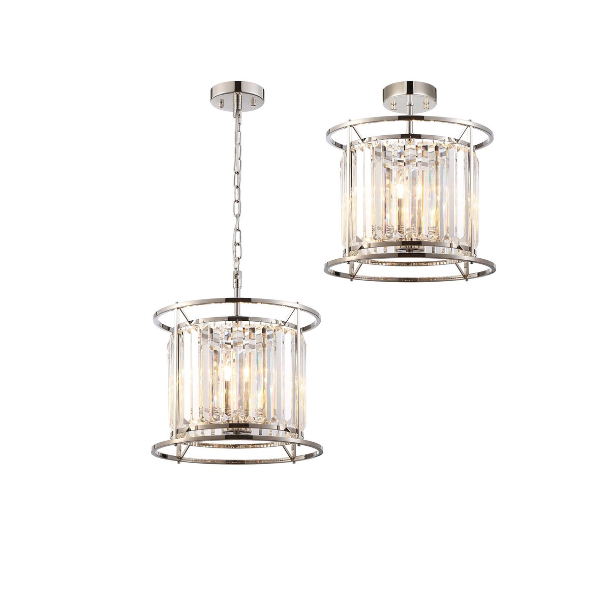 NL91179 Maccia 3 Light Pendant/Ceiling Light Polished Nickel Clear