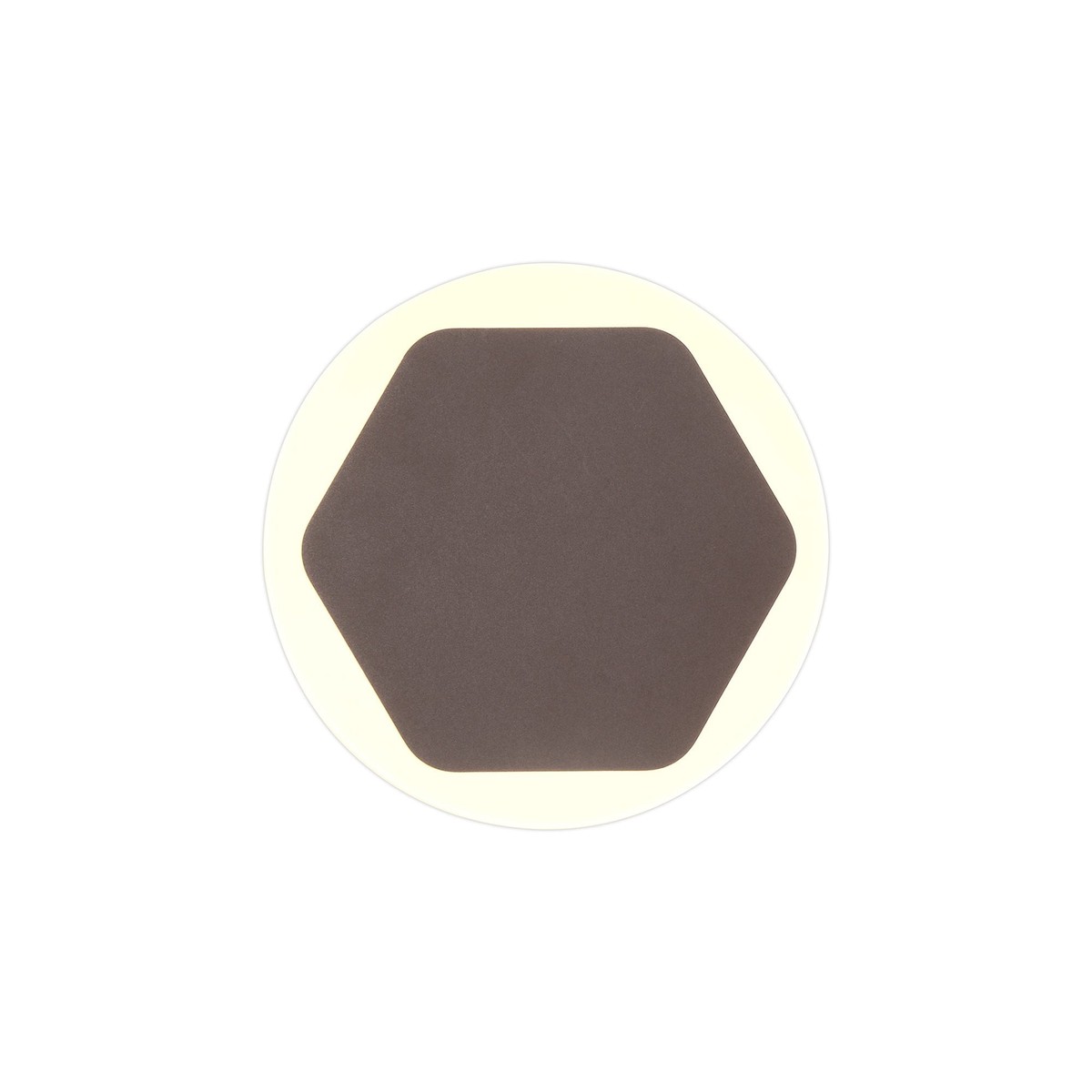 NLK04309 Modena Magnetic Base Wall Lamp LED 15cm Horizontal Hexagonal 19cm Round Centre Coffee/Acrylic Frosted Diffuser