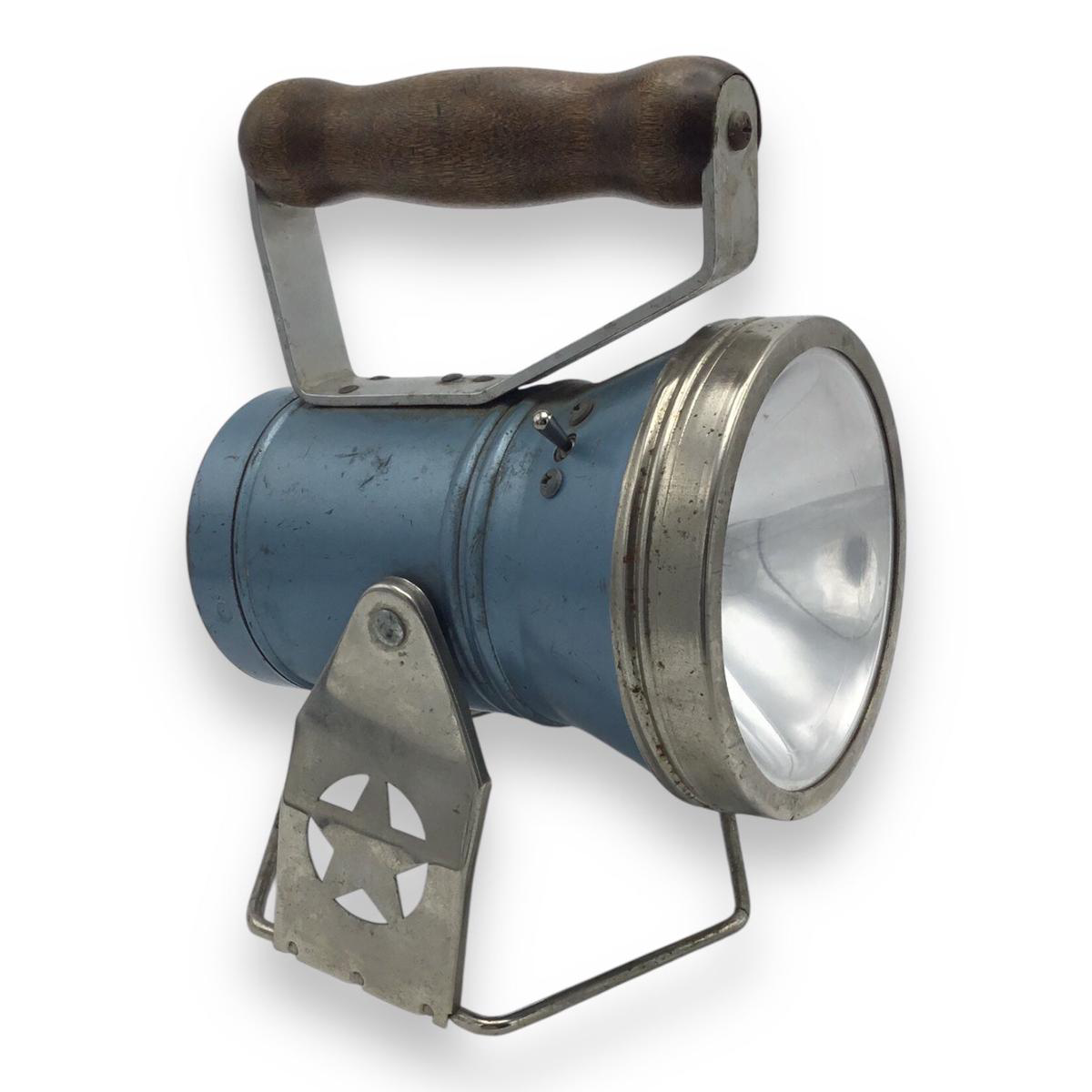 Vintage Blue Star Headlight 038 Lantern with Wooden Handle 8211 Not Tested
