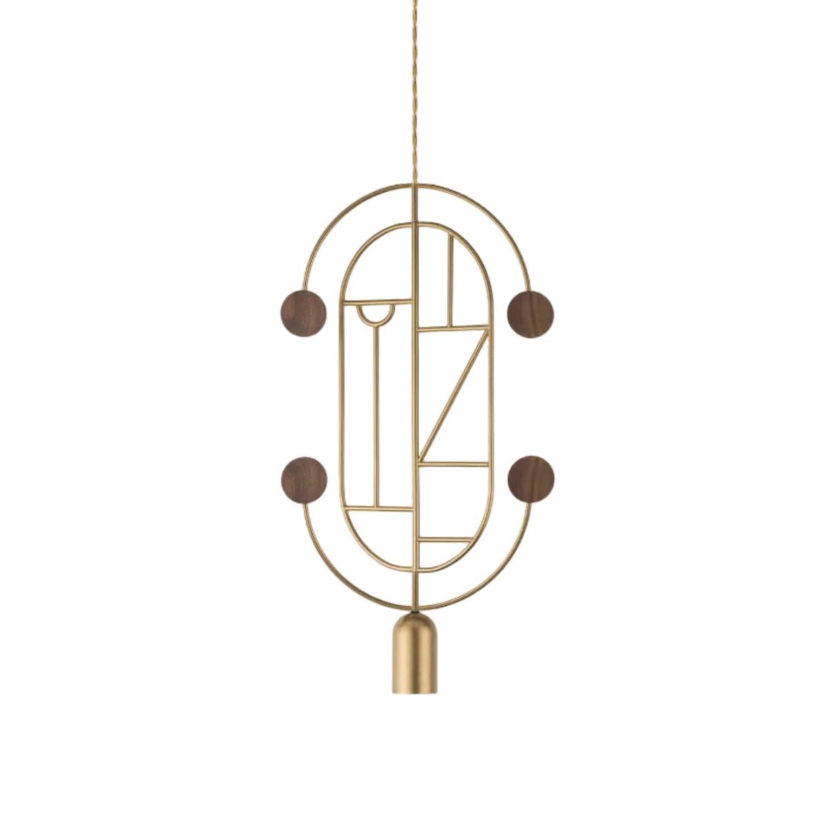 WOODEN DOTS WDS04 Pendant Lamp in Brass with Walnut Wood