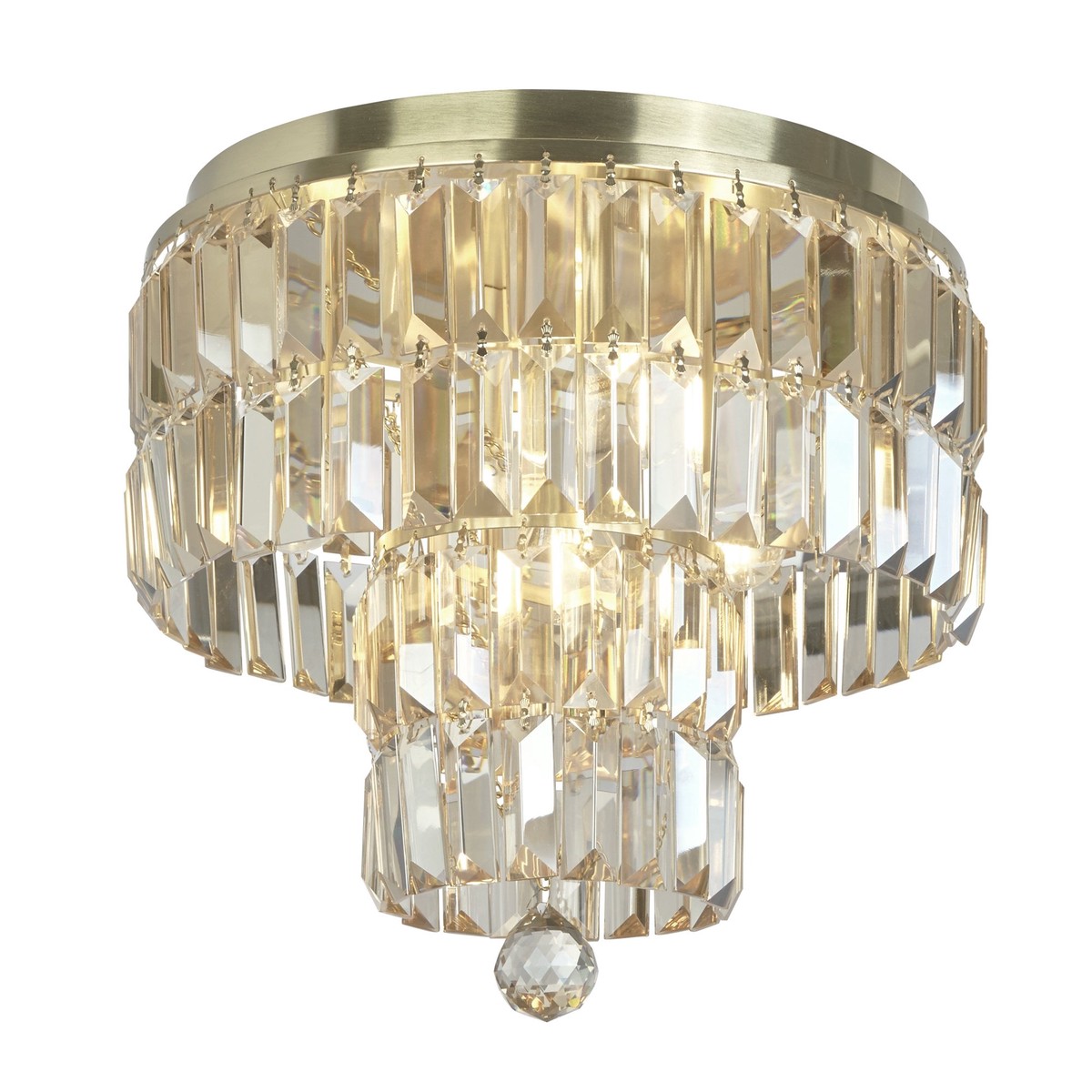 61321-4SB Empire Bathroom 4 Light Flush Satin Brass Metal Champagne Crystal