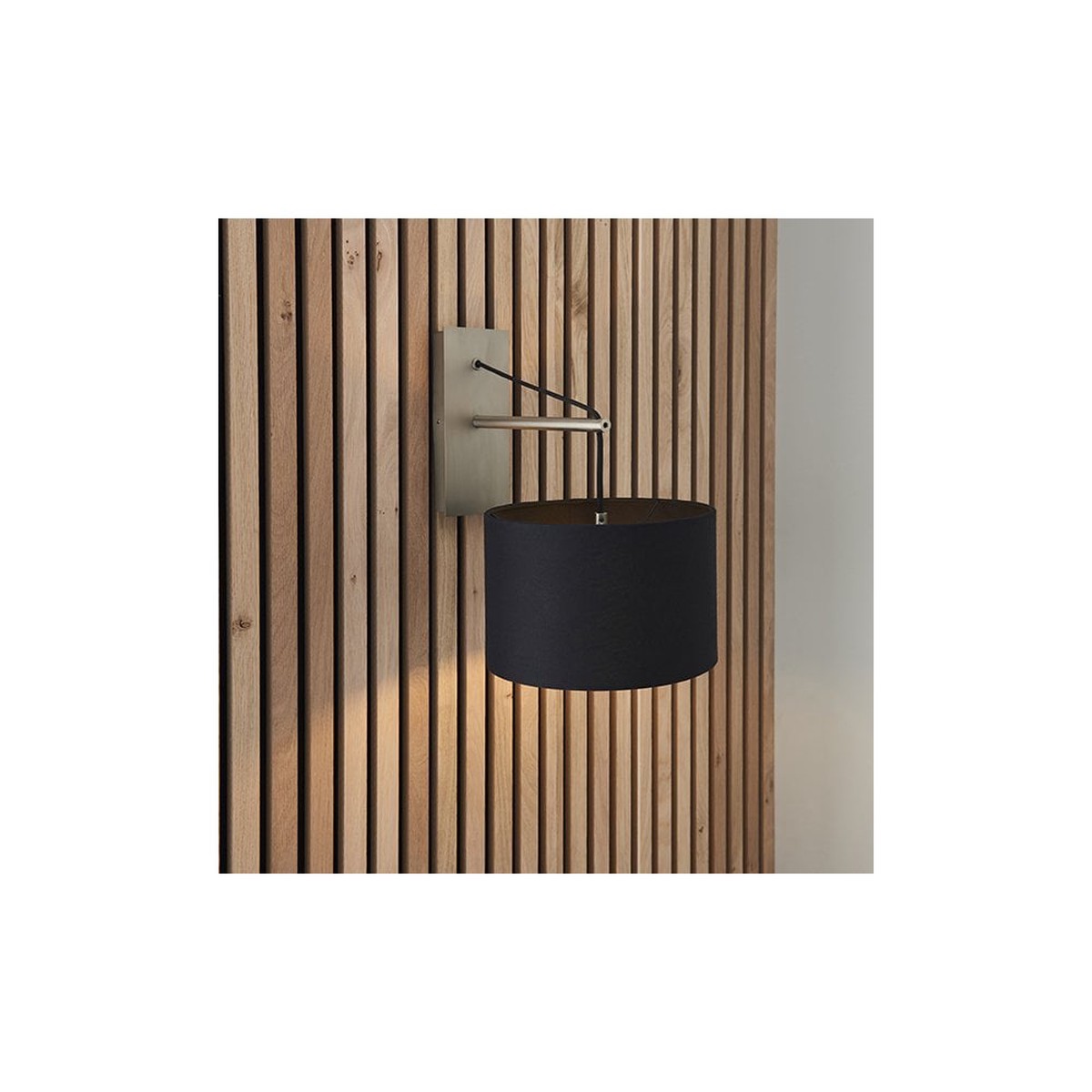 92628 1 Light Wall Light Matt Nickel Plate & Black Cotton Fabric