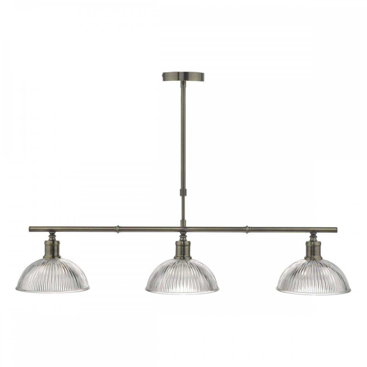 Dar DAR0375 Dara 3 Light Bar Pendant Antique Brass Glass