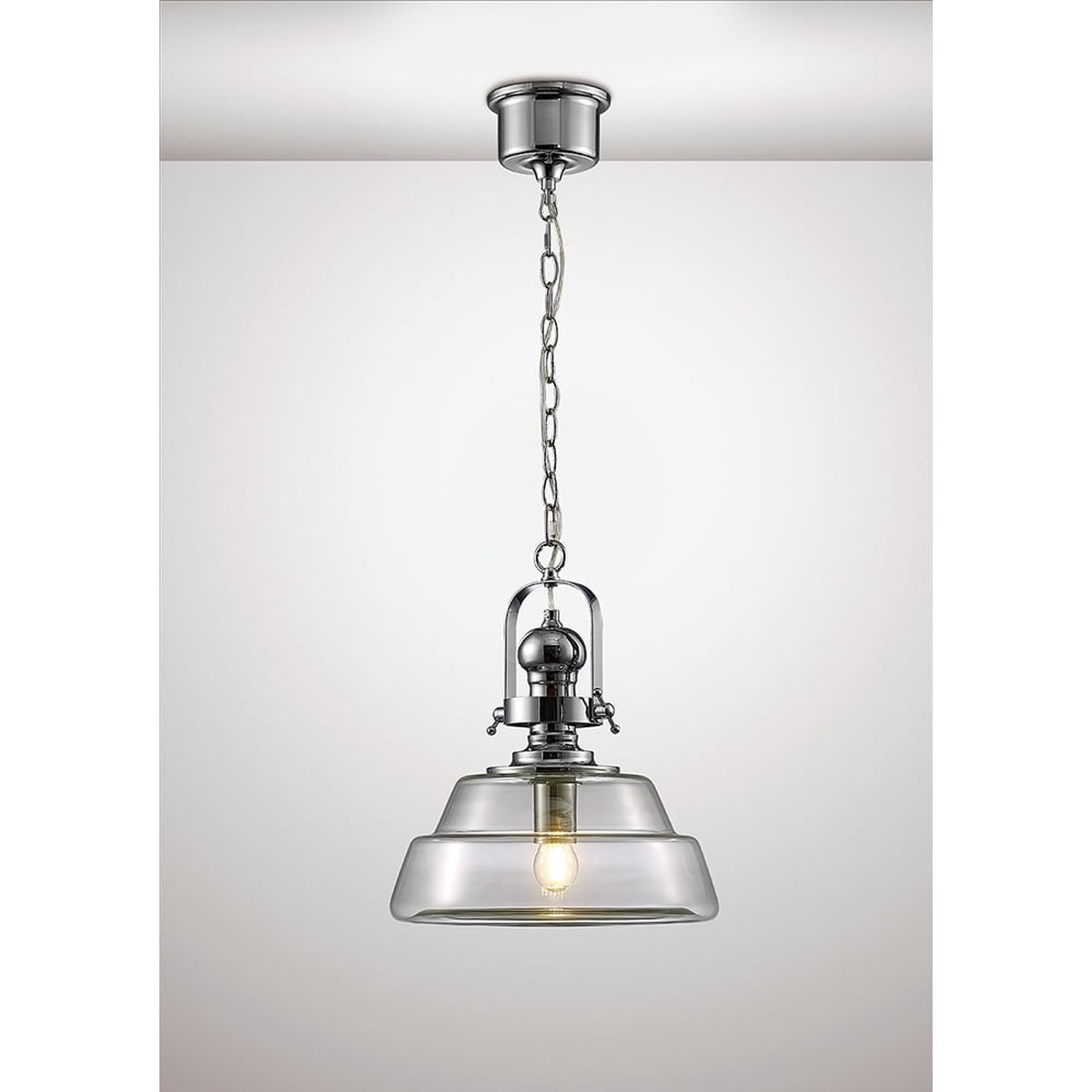 Diyas IL31591 Reyna Single Medium Pendant Polished Chrome/Clear Glass