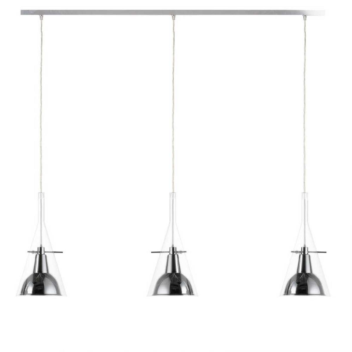 FontanaArte Flte large trasparent chrome suspension lamp