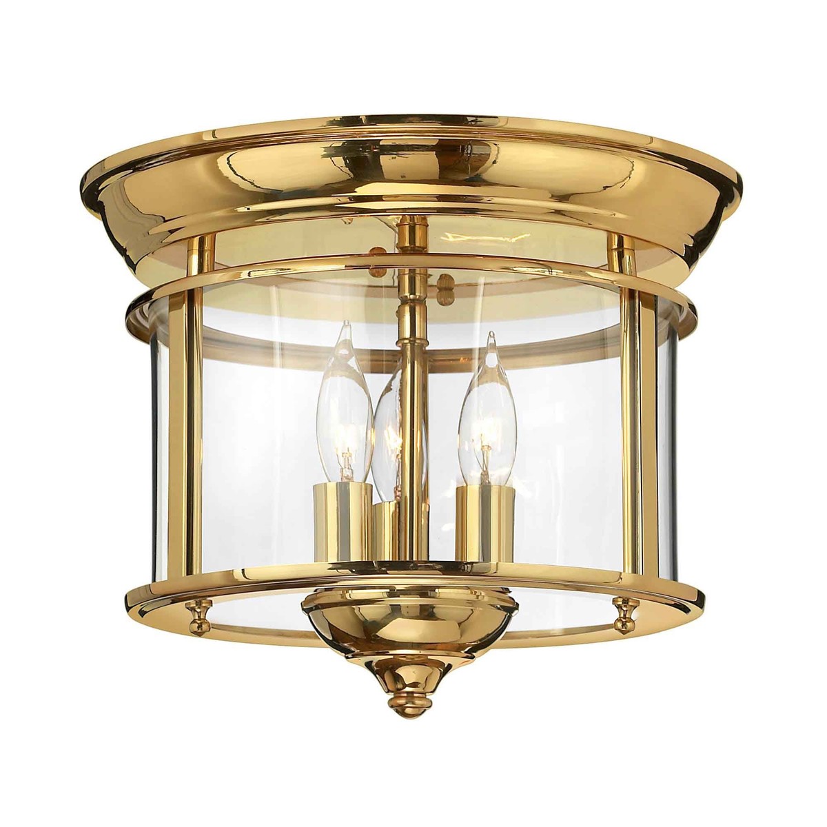 HK-GENTRY-F-PB Gentry 3 Light Flush Polished Brass