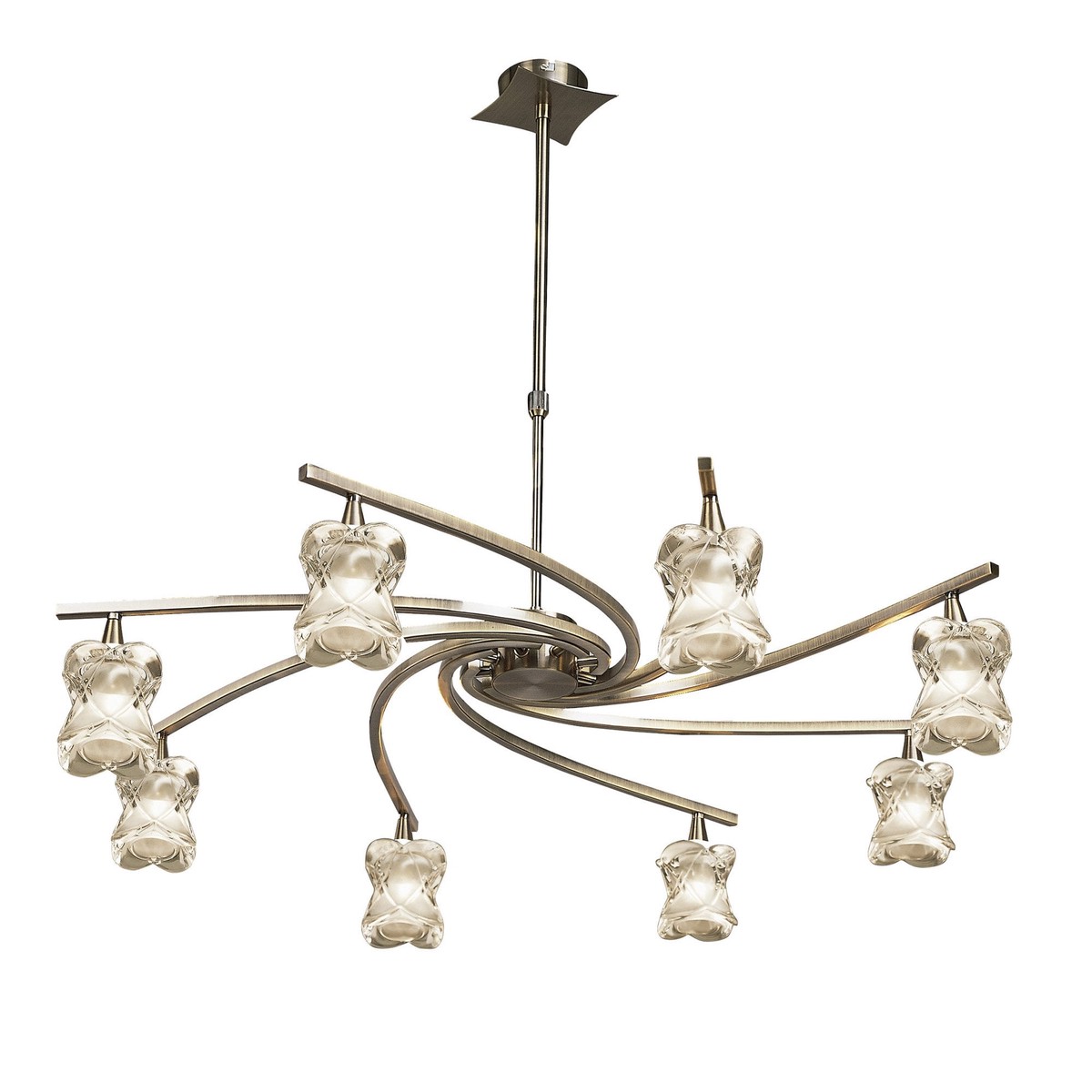M0032AB Rosa Del Desierto Telescopic Pendant 8 Light G9 Antique Brass