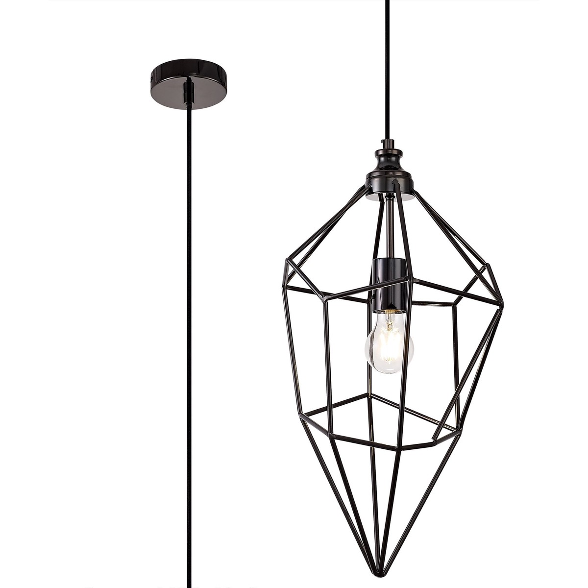 NL71609 Davie Large Pendant 1 Light Black Nickel