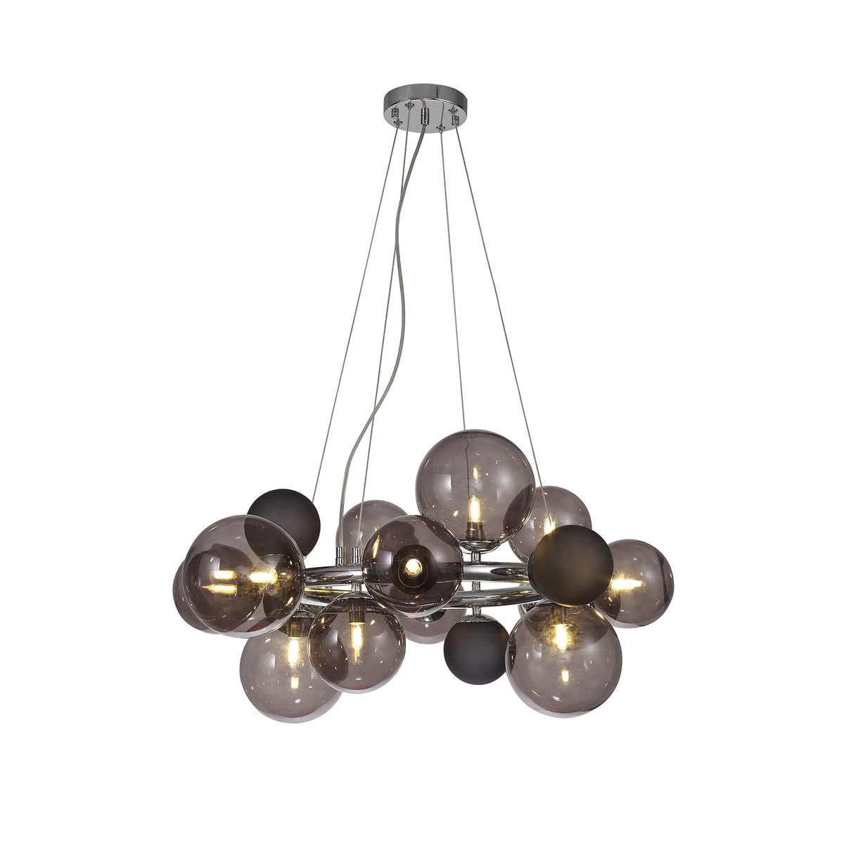 NL83149 Rome 12 Light Circular Pendant Polished Chrome Smoked/Black Glass