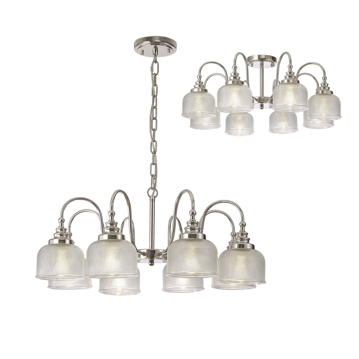 NL86079 Sakkas 8 Light Pendant/Ceiling Light Polished Nickel