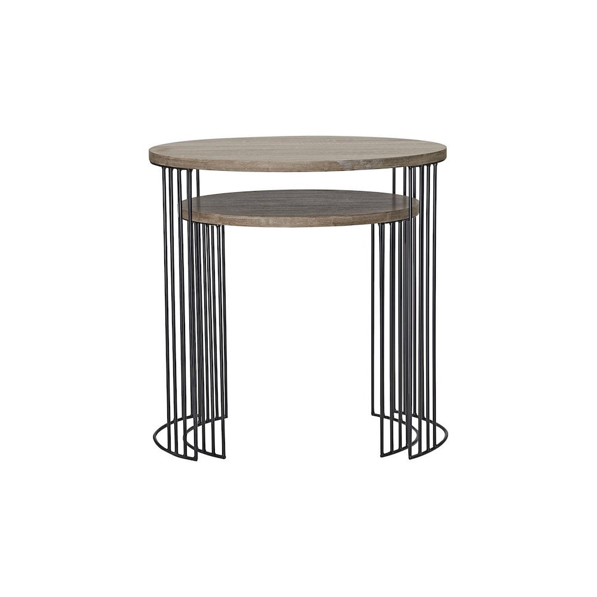 001DRU001 Drum Nest of 2 Round Tables Oak Effect