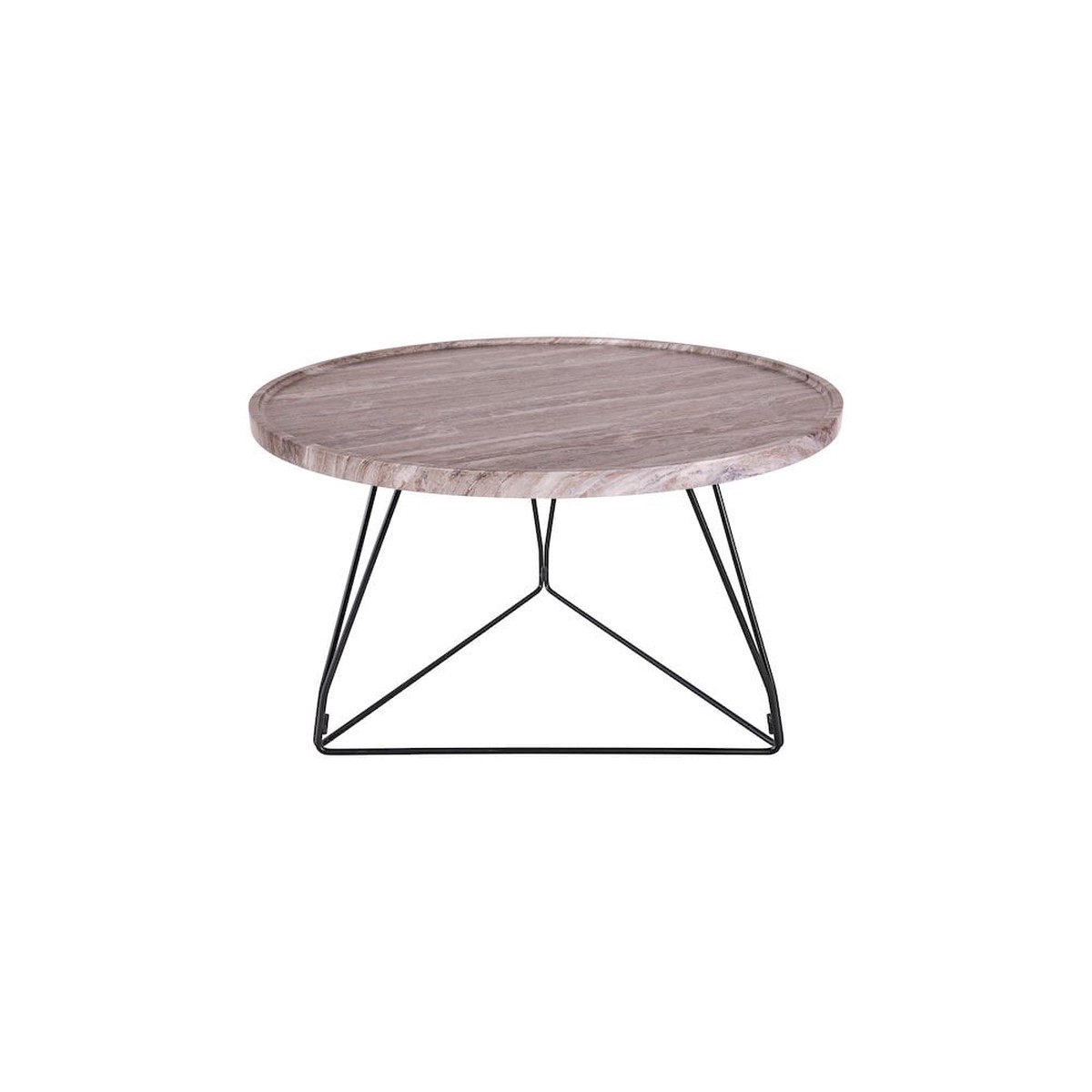 001MIG001 Miguel Coffee Table Brown Stone Veneer and Matt Black
