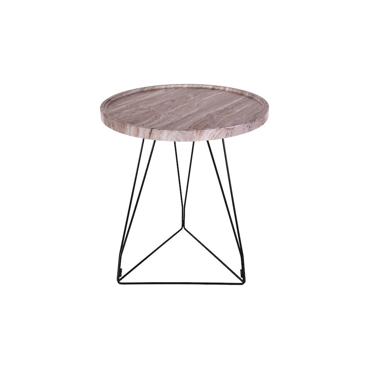 001MIG002 Miguel Side Table Brown Stone Veneer and Matt Black
