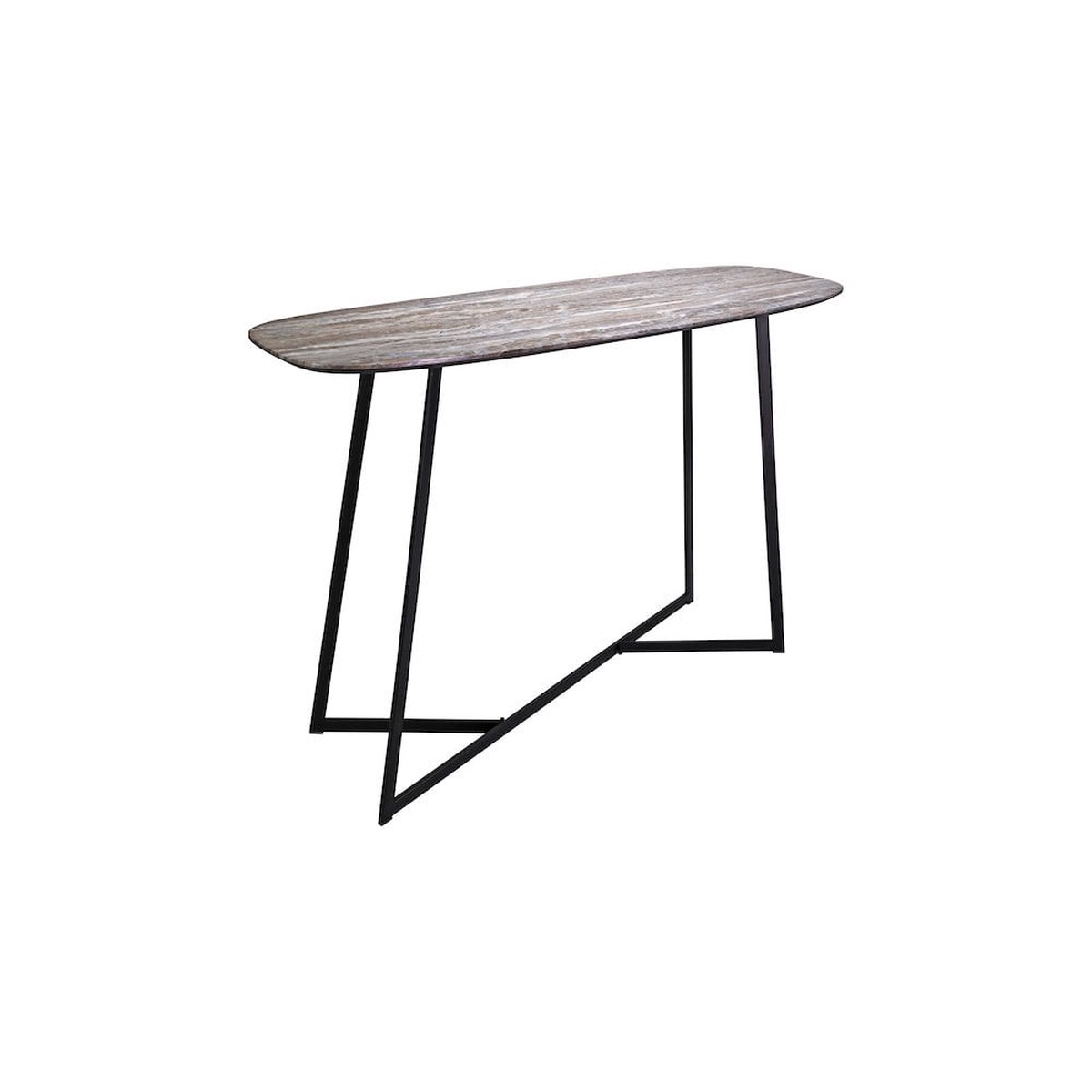 001PAV003 Pavlos Console Table Brown Stone Veneer and Matt Black