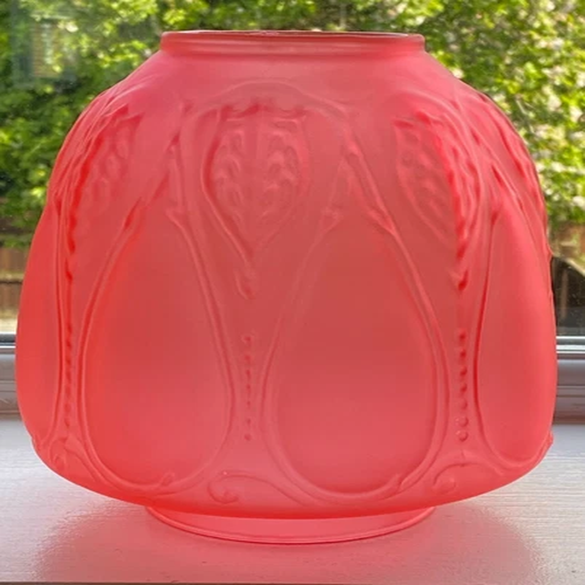 Victorian Style Cranberry Red Glass Beehive Closed Tulip Oil Lamp Shade