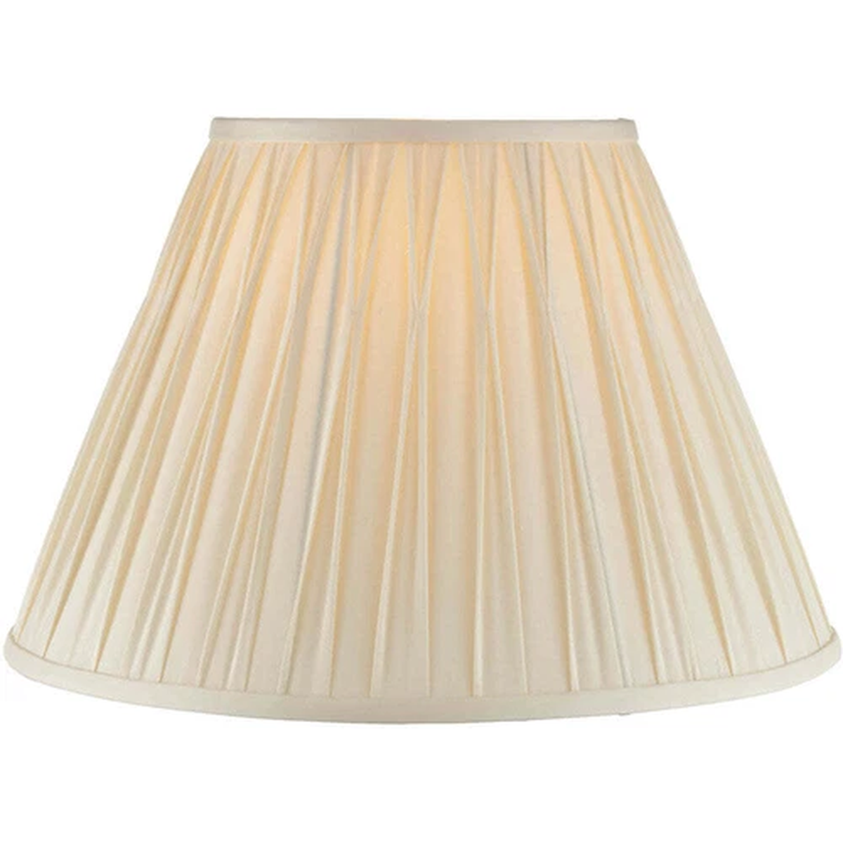 16″ Tapered Lamp Shade – Ivory Silk Pinched Pleats Fabric Cover – Table Light