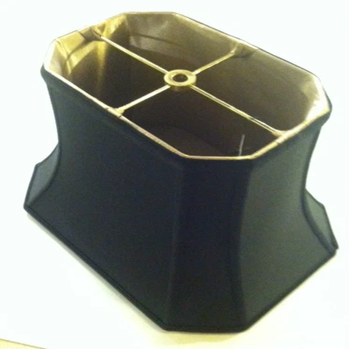 13. 5″Tall Black Shade Gold Liner Lampshade Rectangular Cut-Corner Shantung
