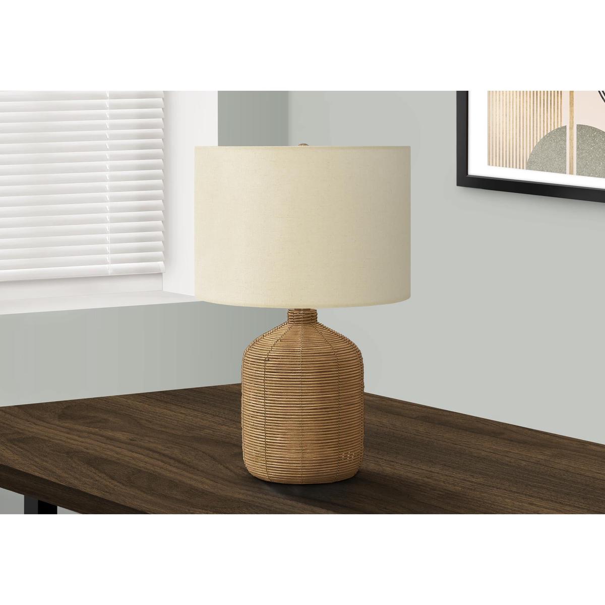 Monarch I 9769 23"H Table Lamp - Brown Rattan/Beige Shade