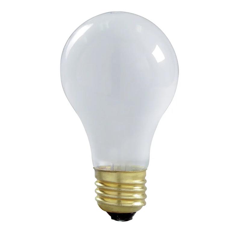 100 Watt A19 Incandescent – Frost – 2000 Average rated hours – 1200 Lumens – Med Left Hand Thread LHT base – 120 Volt – 6-Pack