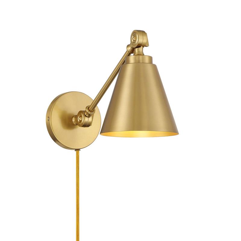 1-Light Wall Sconce in Natural Brass (Set of 2)