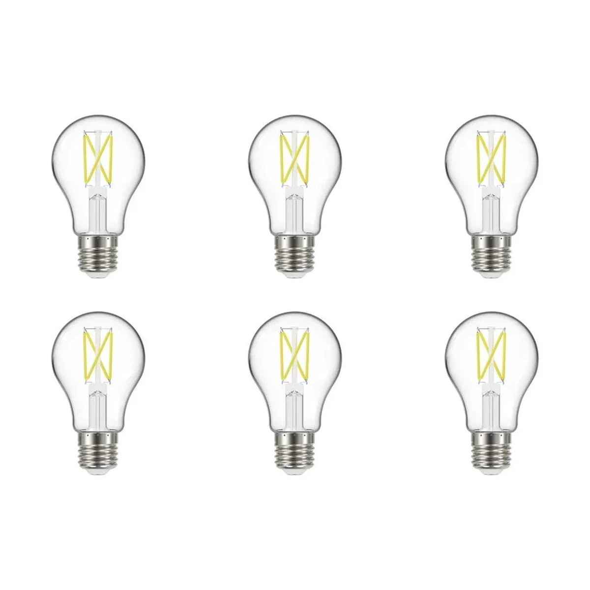10.5W LED A19 – Clear – Medium Base – 2700K – 90 CRI – 120V – 6-Pack