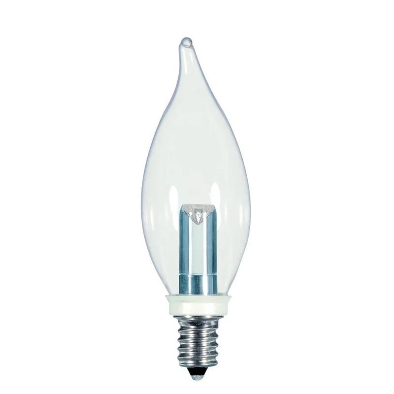 1 Watt LED – CA8 – Clear – 2700K – Candelabra base – 120V – Card