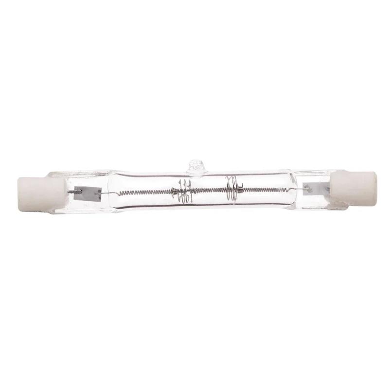 100 Watt – Halogen – T3 – Clear – 1500 Average rated hours – 1650 Lumens – Double Ended base – 78mm – 120 Volt – 12-Pack