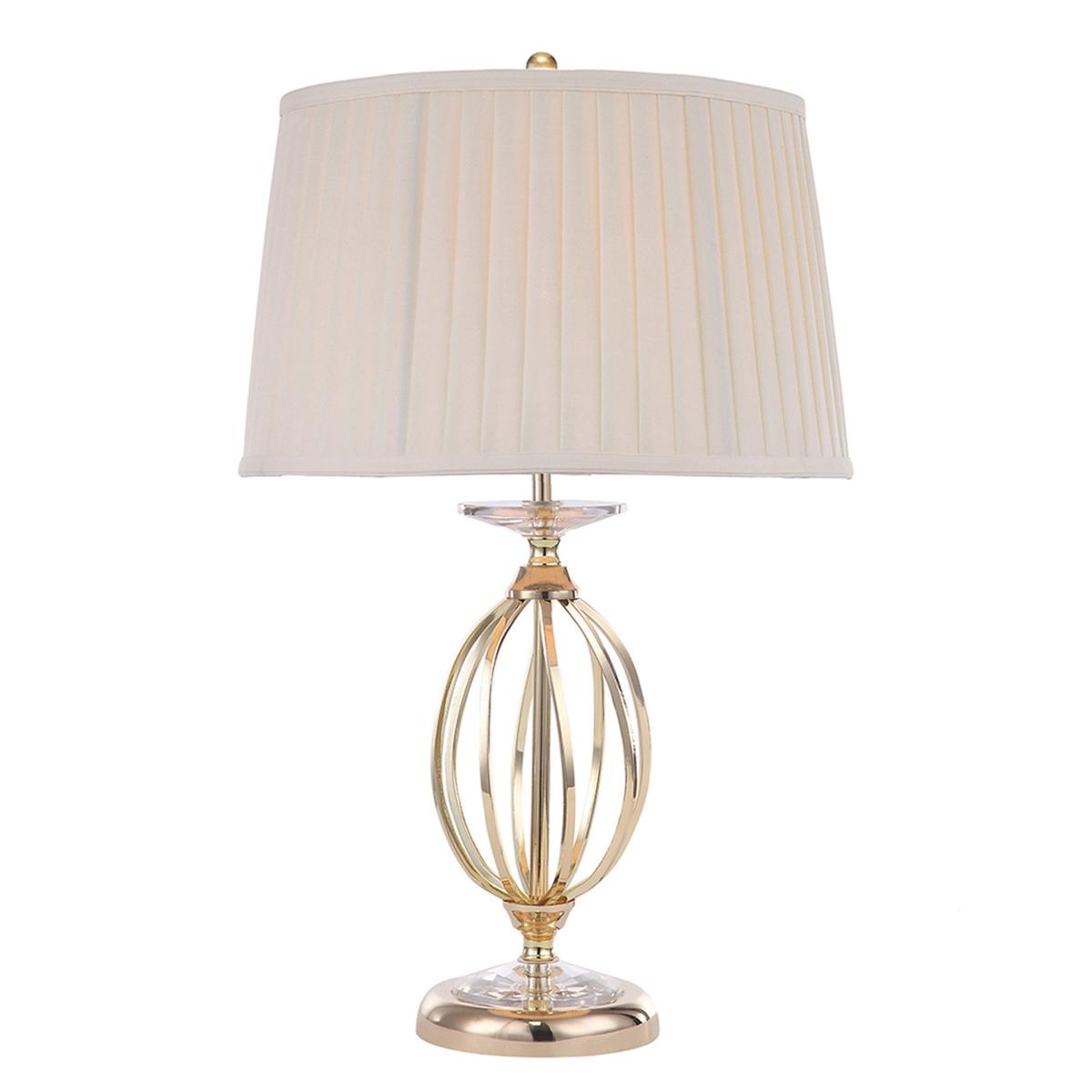Aegean Table Lamp in Polished Brass and Ivory Cotton Shade