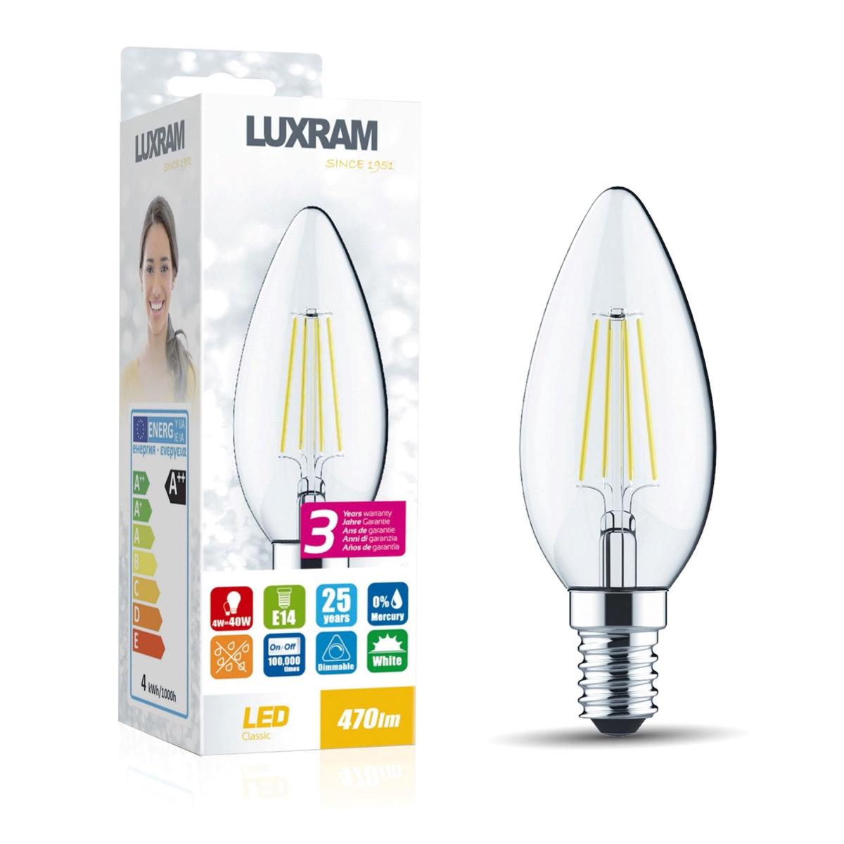 Classic E14 Cool White LED Candle 4W 6000K 470lm