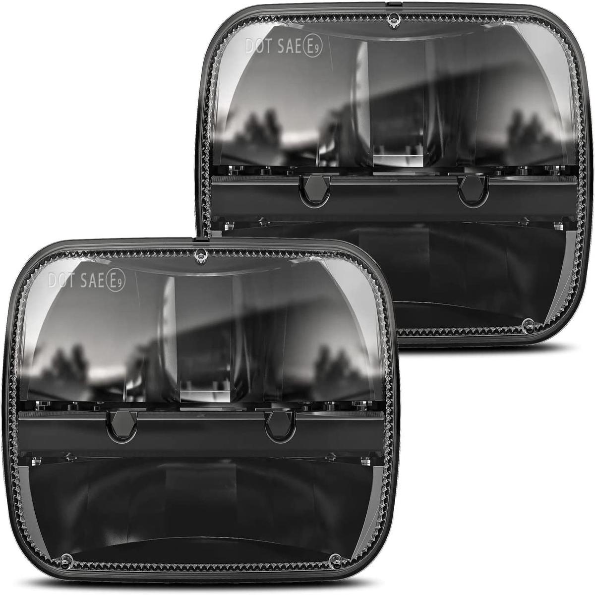 1 Pair 105W 5×7″ / 6×7″ Rectangular Headlights Compatible with 1997-2010 Jeep Wrangler YJ Cherokee XJ Kenworth T300 Replacement H6054 H6054LL 69822 6052 6053 (2PCS)