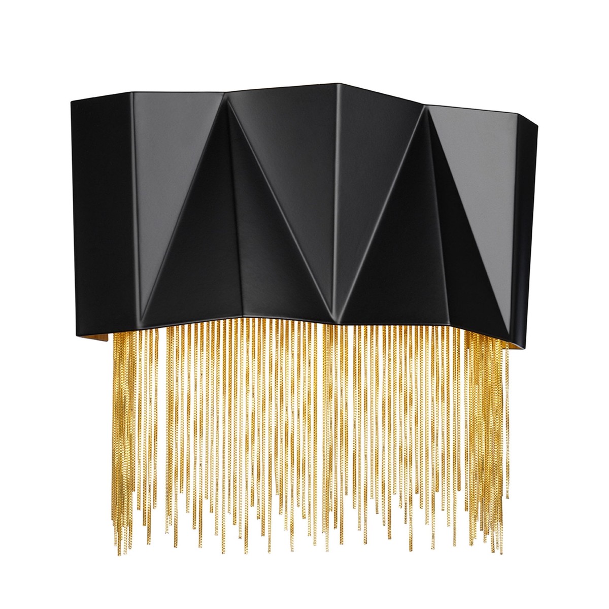 Zuma Geometric Wall Light in Satin Black with Fine Gold Jeweller’s Chain