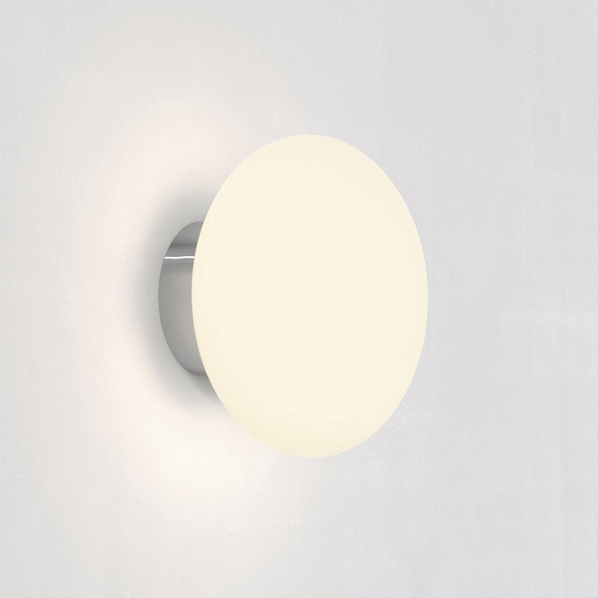 Zeppo IP44 Opal Glass Bathroom Wall Light in Polished Chrome