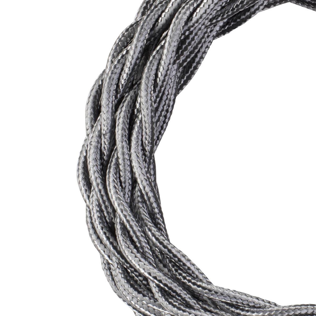 Bailey – 140315 – Textile Cable Twisted 2C 3M Metallic Silver