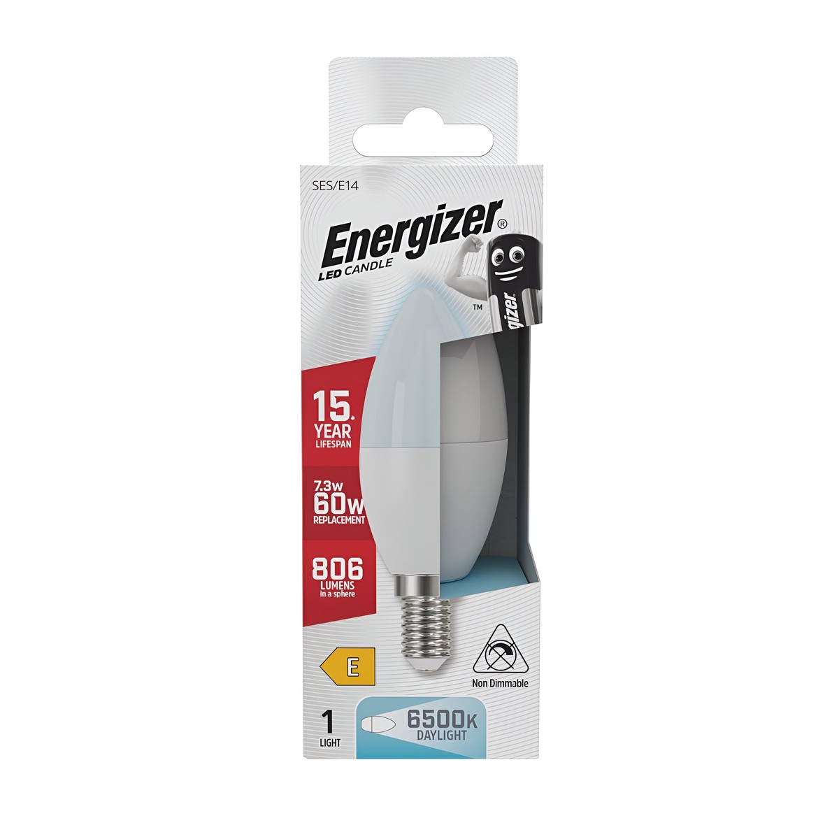 Energizer 8.5W LED Candle Bulb E14 - Daylight 6500K Non-Dimmable