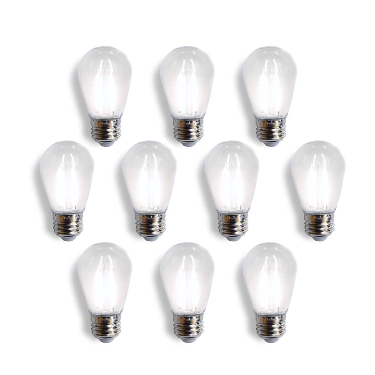 10-Pack Cool White LED Filament S14 Shatterproof Light Bulb, Dimmable, 2W, E26 Medium Base